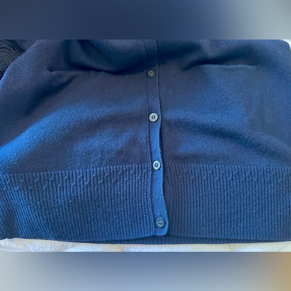 Iris Von Arnim Navy Cashmere Cardigan Duster Sz L Quiet Luxury Old Money Quality - Picture 16 of 16